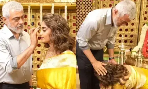 Ajith Kumar’s Wife Shalini Touches His Feet Lovingly