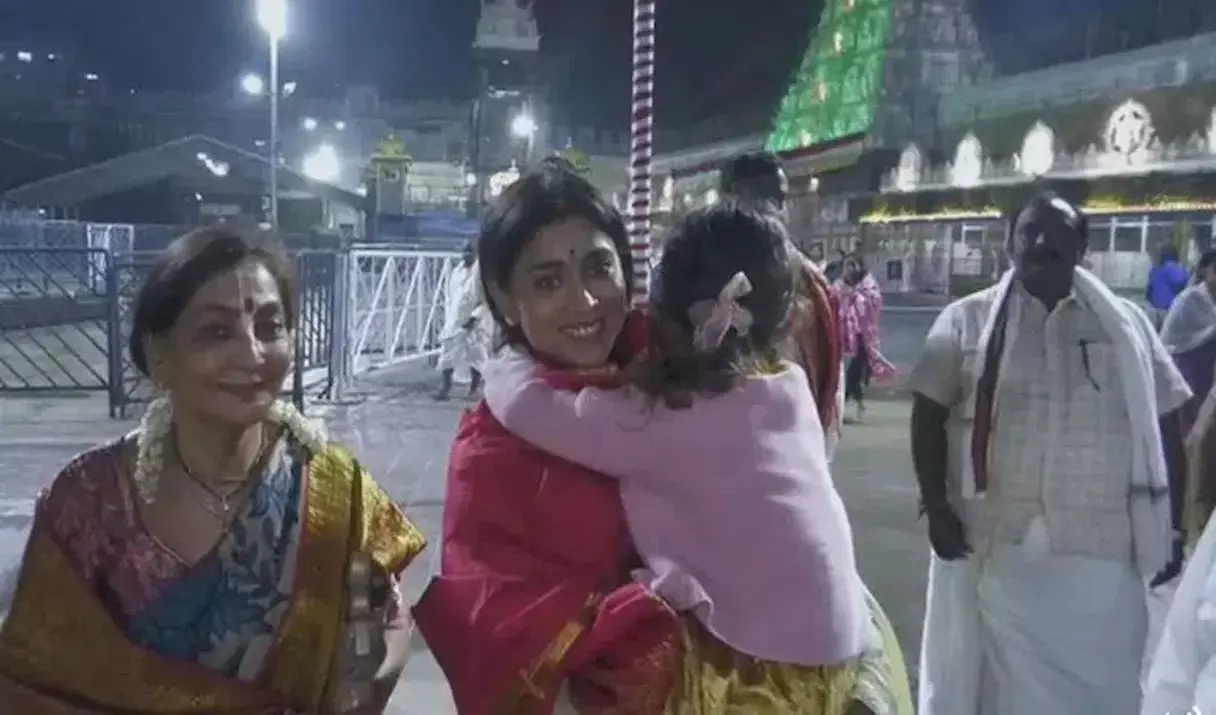 Shriya Saran Captured In Serene Tirumala Visit With Family
