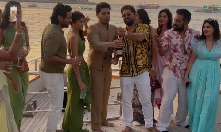 Allu Sirish Pops Champagne as Allu Arjun Enjoys Dubai Yacht Party