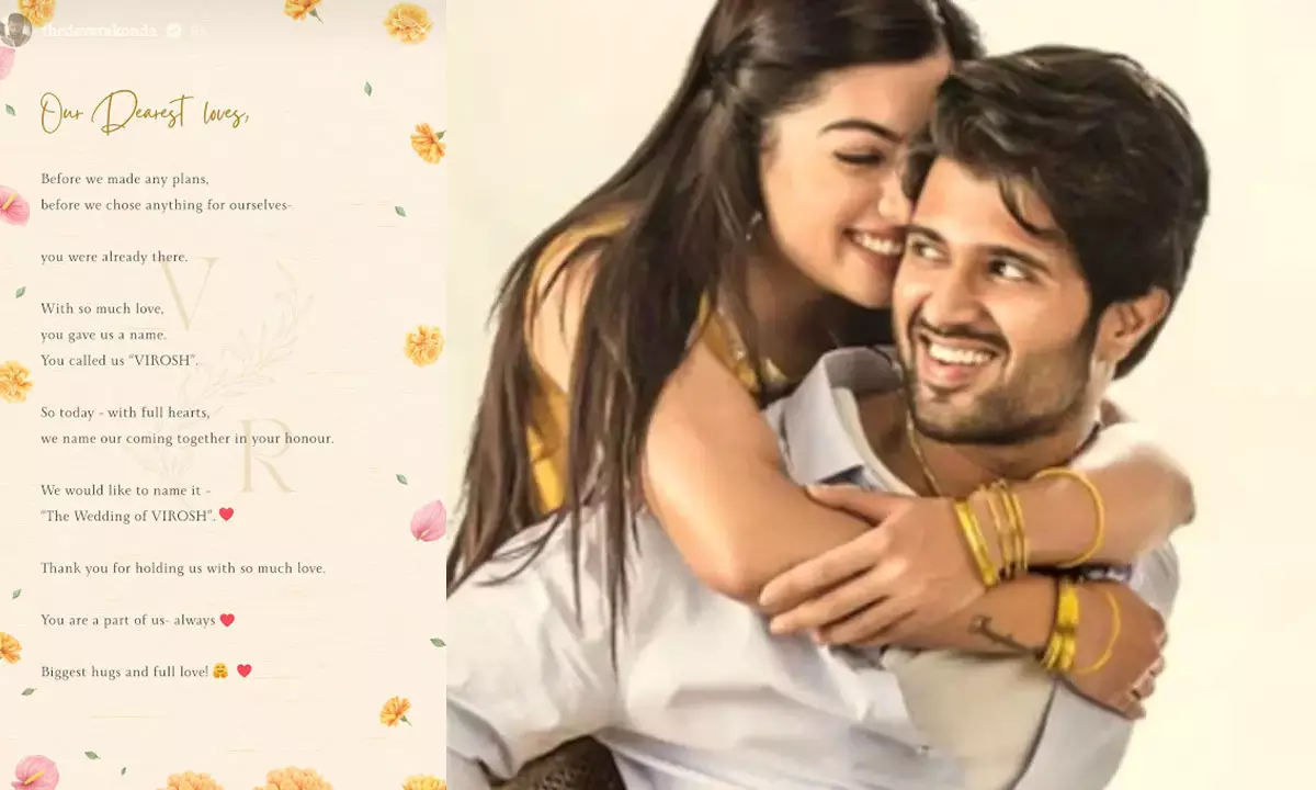 Rashmika and Vijay Deverakonda Announce Their Wedding as The Wedding of VIROSH