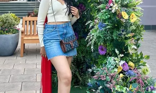 Kriti Shetty Stuns in Trendy Denim Skirt