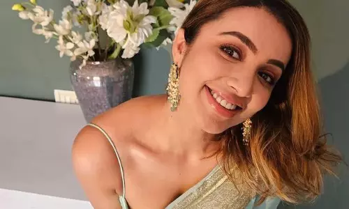 The Allure of Tejaswi Madivadas Sky Blue Saree