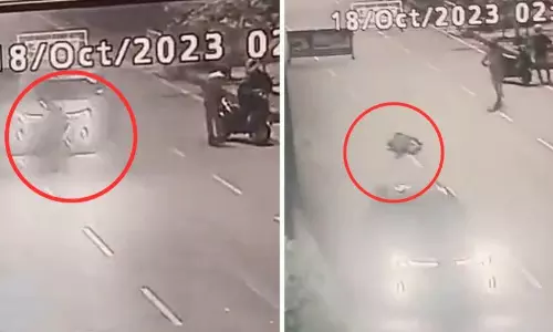 హైదరాబాద్ లో దారుణం: కారుతో పోలీసును గుద్దేసి పరార్