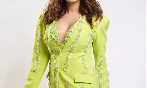 Pic Talk: Bedazzling Beauty Of Nushrratt In Thigh-Slit Blazer In Green!