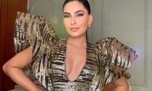 Karishma Lala Sharmas Sizzling Fashion: Rocking a Sexy Herringbone Dress!