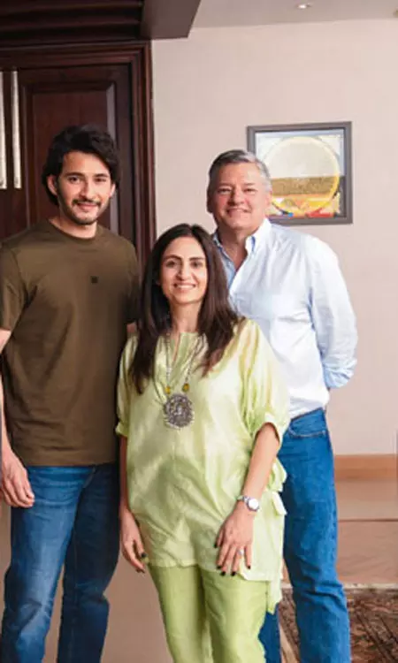 Mahesh Babu Meets Netflix CEO Ted in Guntur Karam Sets