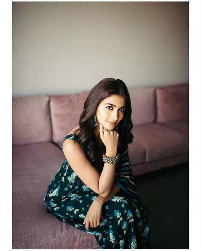 Pooja Hegde Stuns in Traditional Floral Attire