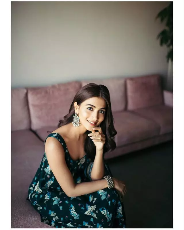 Pooja Hegde Stuns in Traditional Floral Attire