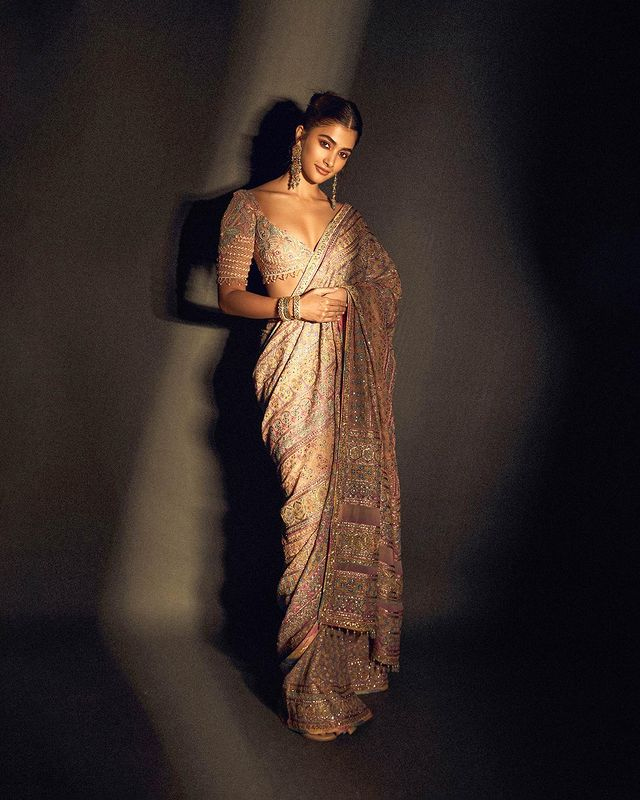 Pooja Hegde Stuns in Traditional Floral Attire