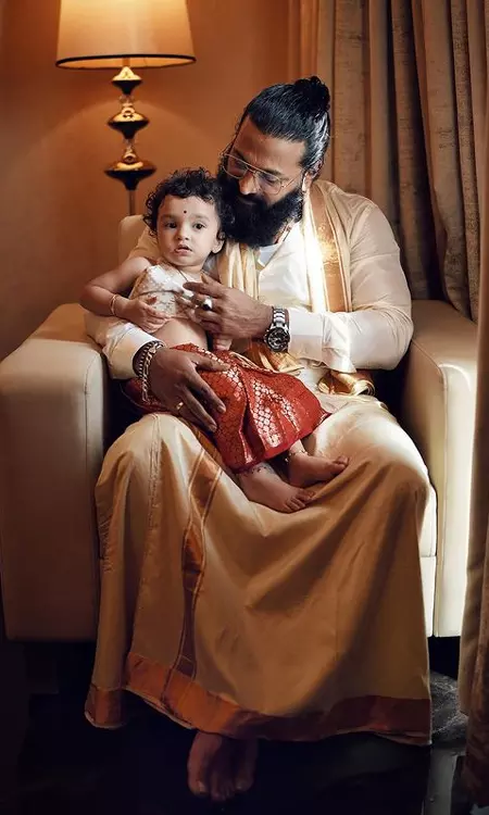 Rishab Shetty and Pragathi Shetty Radiate Joy in a Heartwarming Family Portrait