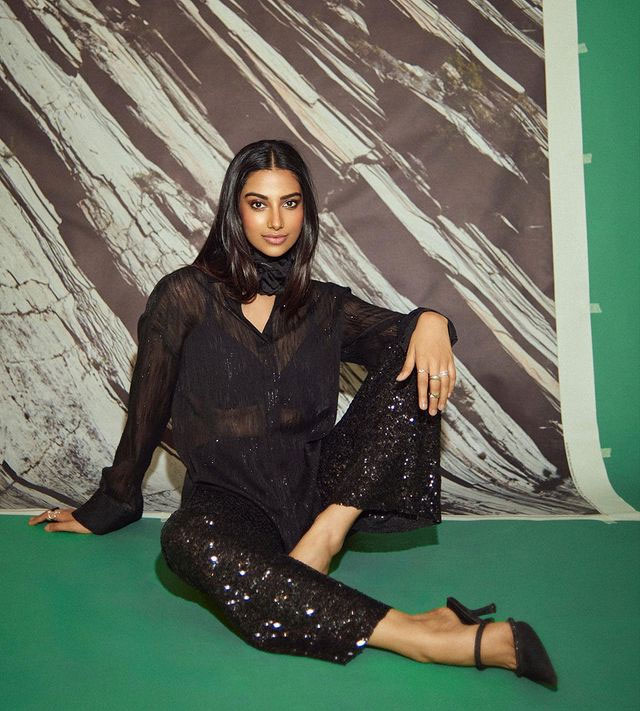 Delightful Meenakshi Dazzles In A Saree