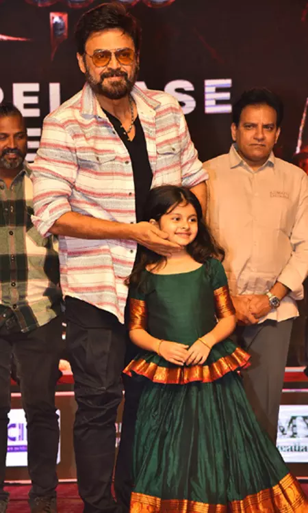 Venkatesh and Co-stars Groove and Glam Up in Style at Saindhav Event Set 1