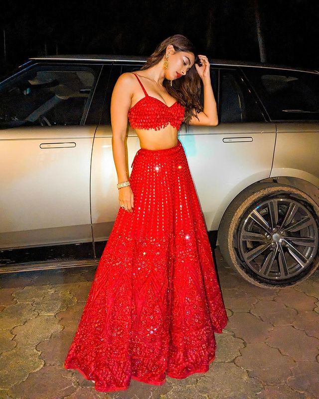 Pooja Hegde Red Pataka Chic