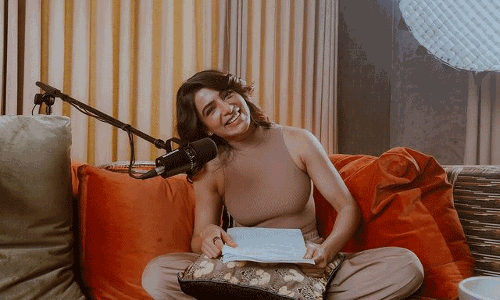 Samanthas Podcasting Excitement Soars