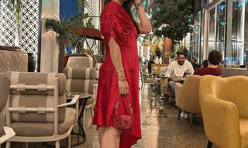 Mehreen Pirzada Stuns in Red Frills Mini Dress