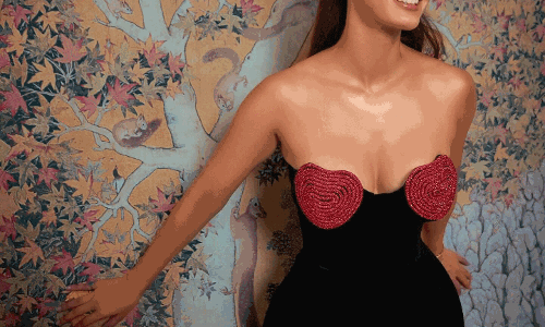 Disha Patani’s Little Black Dress Adorned with Two Red Hearts