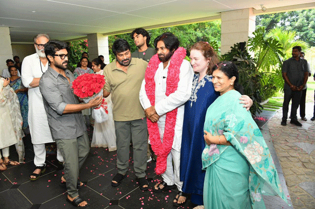 Celebrations At Mega Family Home on Pawan Kalyan Victory Celebrations At Mega Family Home on Pawan Kalyan Victory