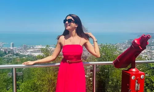 Rukhsar Dhillon Soaks Up the Pink Glow in Azerbaijan