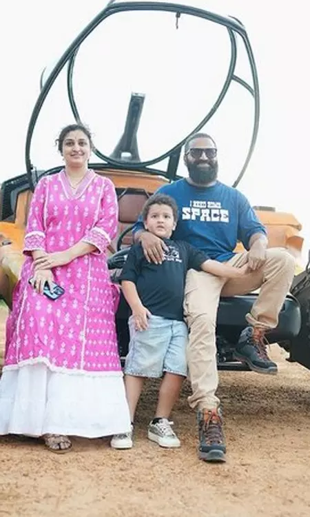 Rishab Shetty and his family click snaps with Kalki 2898 AD Bujji