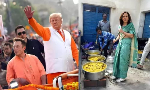 కమల పంట కోత, ట్రంప్  గుడి శుభ్రత... ఏఐ పిక్స్  వైరల్!