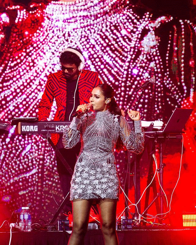 Andrea looks like a rock star in black