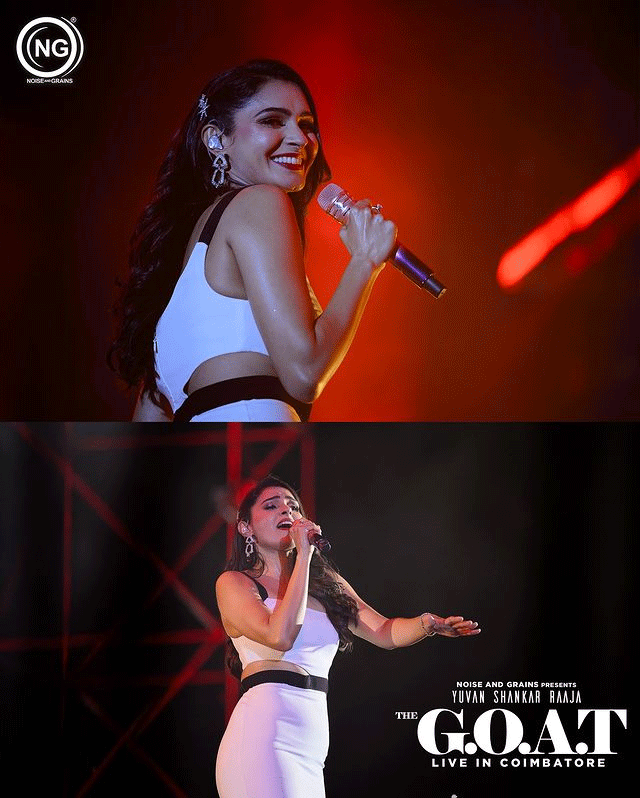 Andrea looks like a rock star in black