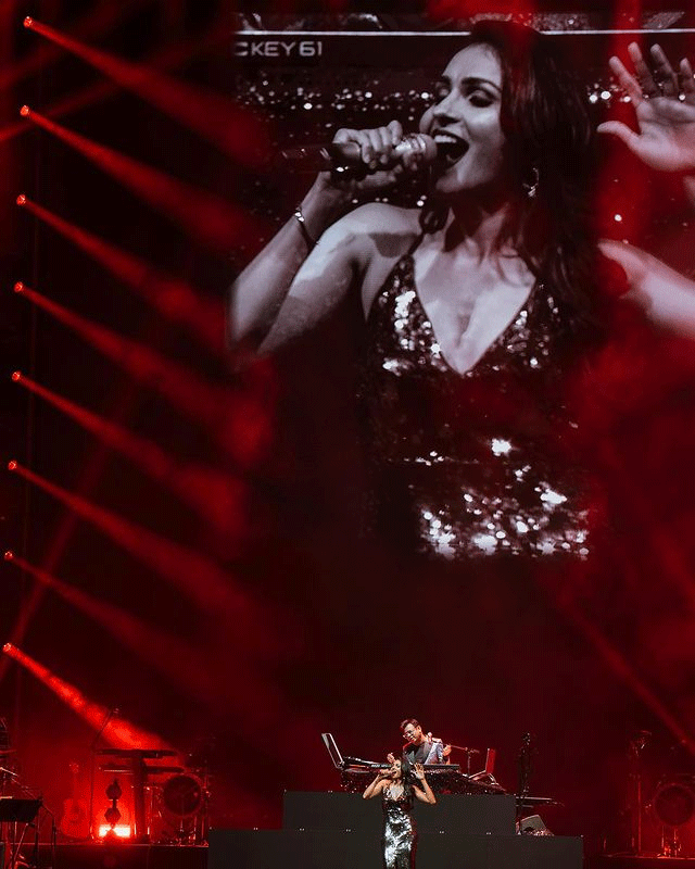 Andrea looks like a rock star in black