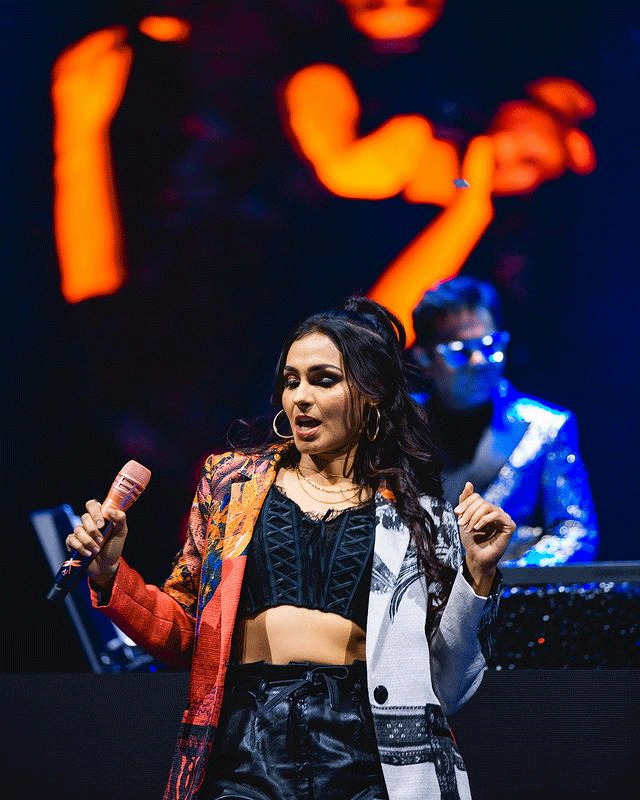 Andrea looks like a rock star in black Andrea looks like a rock star in black