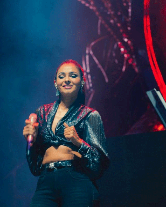 Andrea looks like a rock star in black