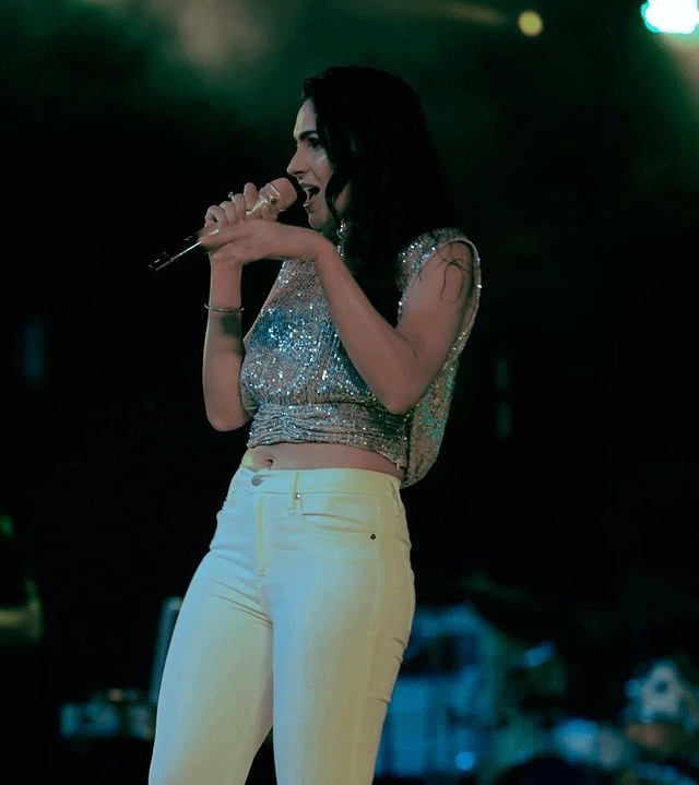 Andrea looks like a rock star in black Andrea looks like a rock star in black