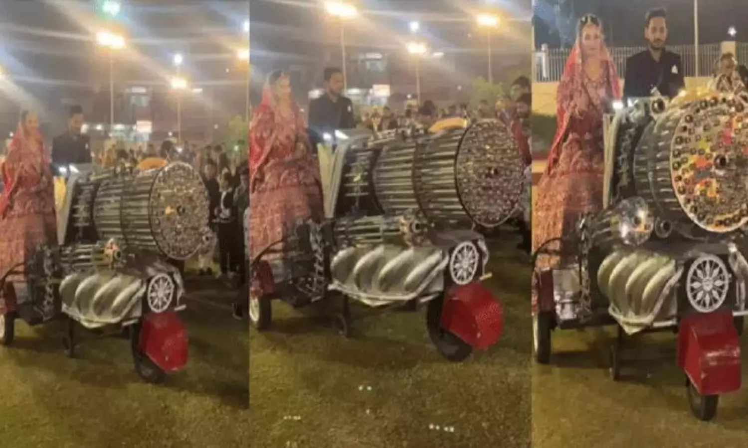 యానిమ‌ల్ బుల్లెట్ల బండెక్కిన న‌వ దంప‌తులు!