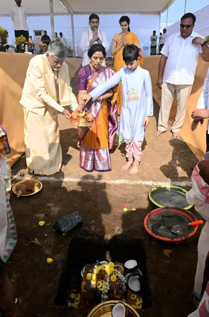 Foundation Stone Laid For CM Babu’s House In Amaravati