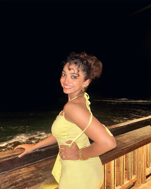 Saanve Meghana Stuns in Beachside Glam Look with a Filmy Vibe Saanve Meghana Stuns in Beachside Glam Look with a Filmy Vibe