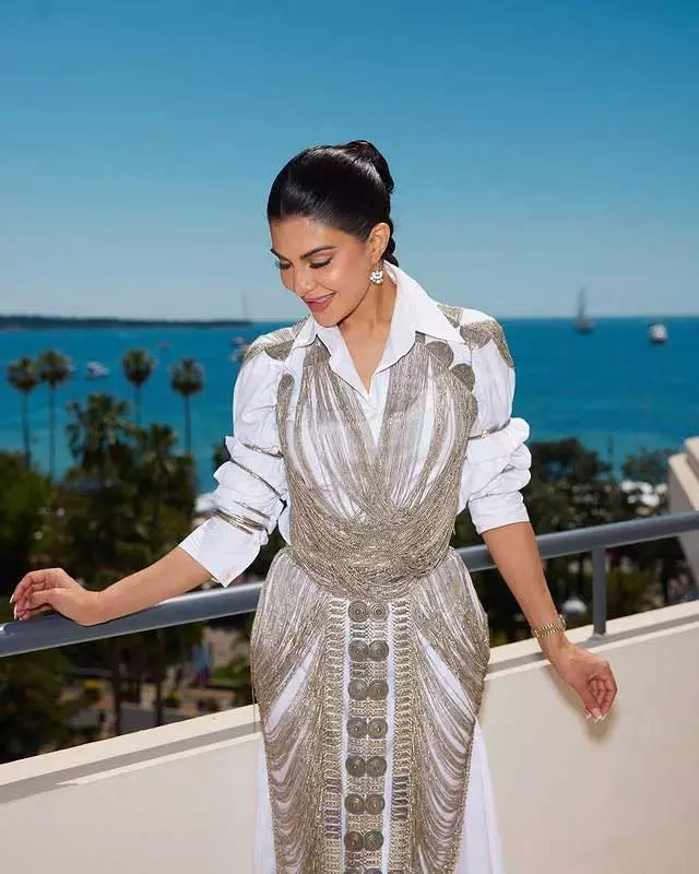 Jacqueline Fernandez Shines in Ivory Glamour at Cannes 2025
