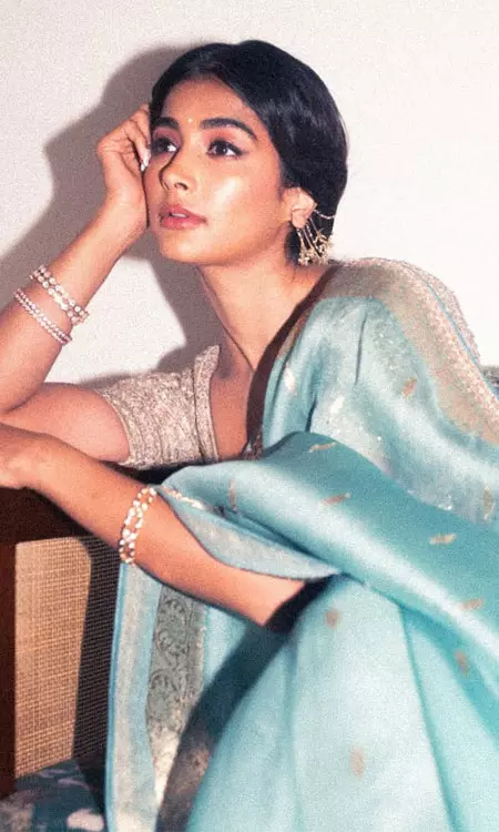 Pooja Hegdes Old Time Grace in Silk Saree