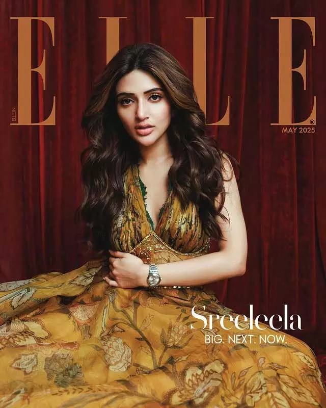 Sreeleela Looks Gorgeous in Orange Floral Dress for ELLE India Cover Sreeleela Looks Gorgeous in Orange Floral Dress for ELLE India Cover