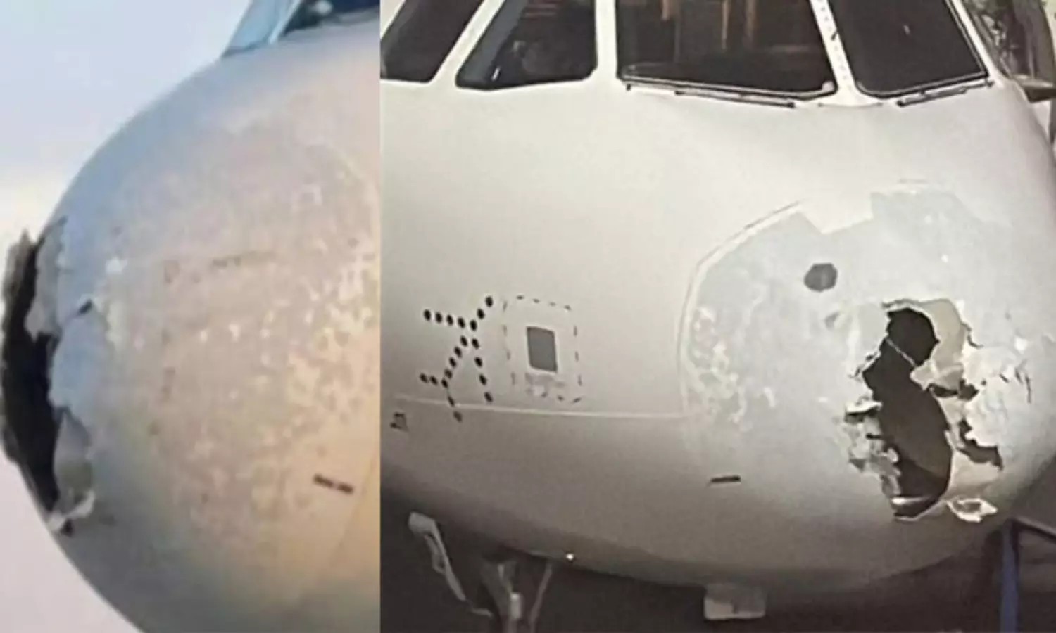 ఇండిగో విమానానికి వడగళ్ల దెబ్బ.. ఆకాశంలో ఆకస్మిక తుఫాను! ఇండిగో విమానానికి వడగళ్ల దెబ్బ.. ఆకాశంలో ఆకస్మిక తుఫాను!