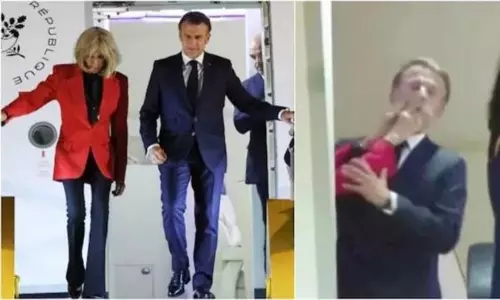 దేశాధ్యక్షుడి చెంప చెళ్లుమనిపించిన భార్య  ?.. వైరల్ వీడియో!