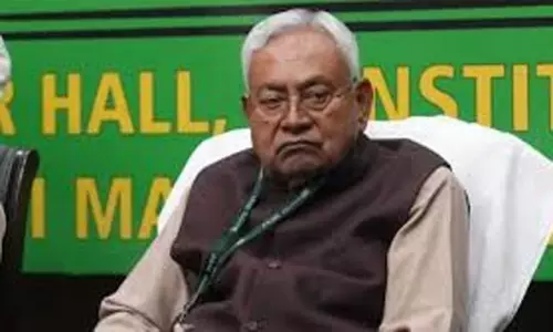 నితీష్ విచిత్ర ప్రవర్తన...ఈసారి పూలకుండీతో !