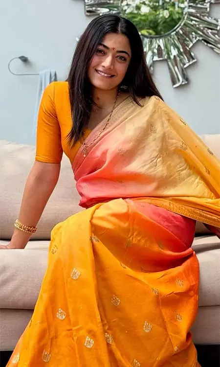 Rashmika in Saree Gifted by Special Person