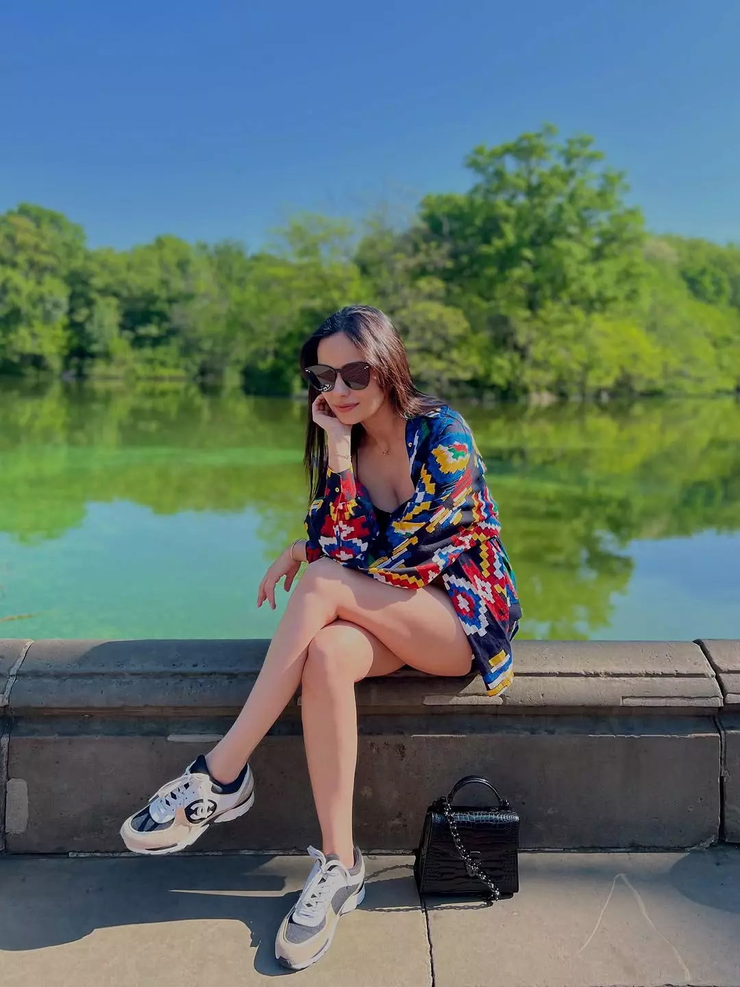 Manushi Chhillar Rocks Stripes and Leather in Latest New York City Look