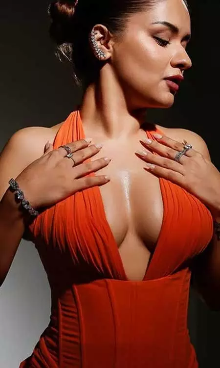 Avneet Kaur Turns Up the Heat in Fiery Orange Dress