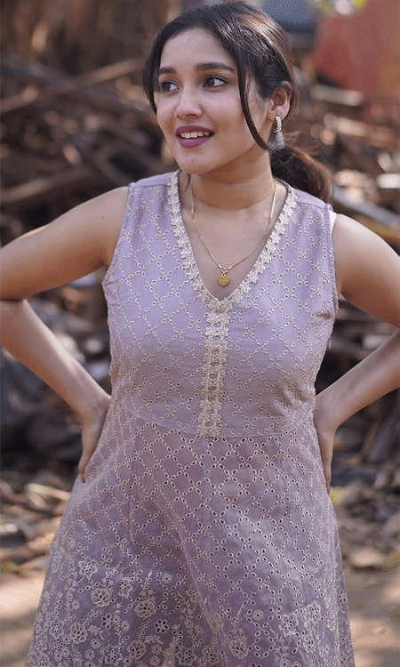 Anikha Surendran Shares a Calm Moment in Lilac