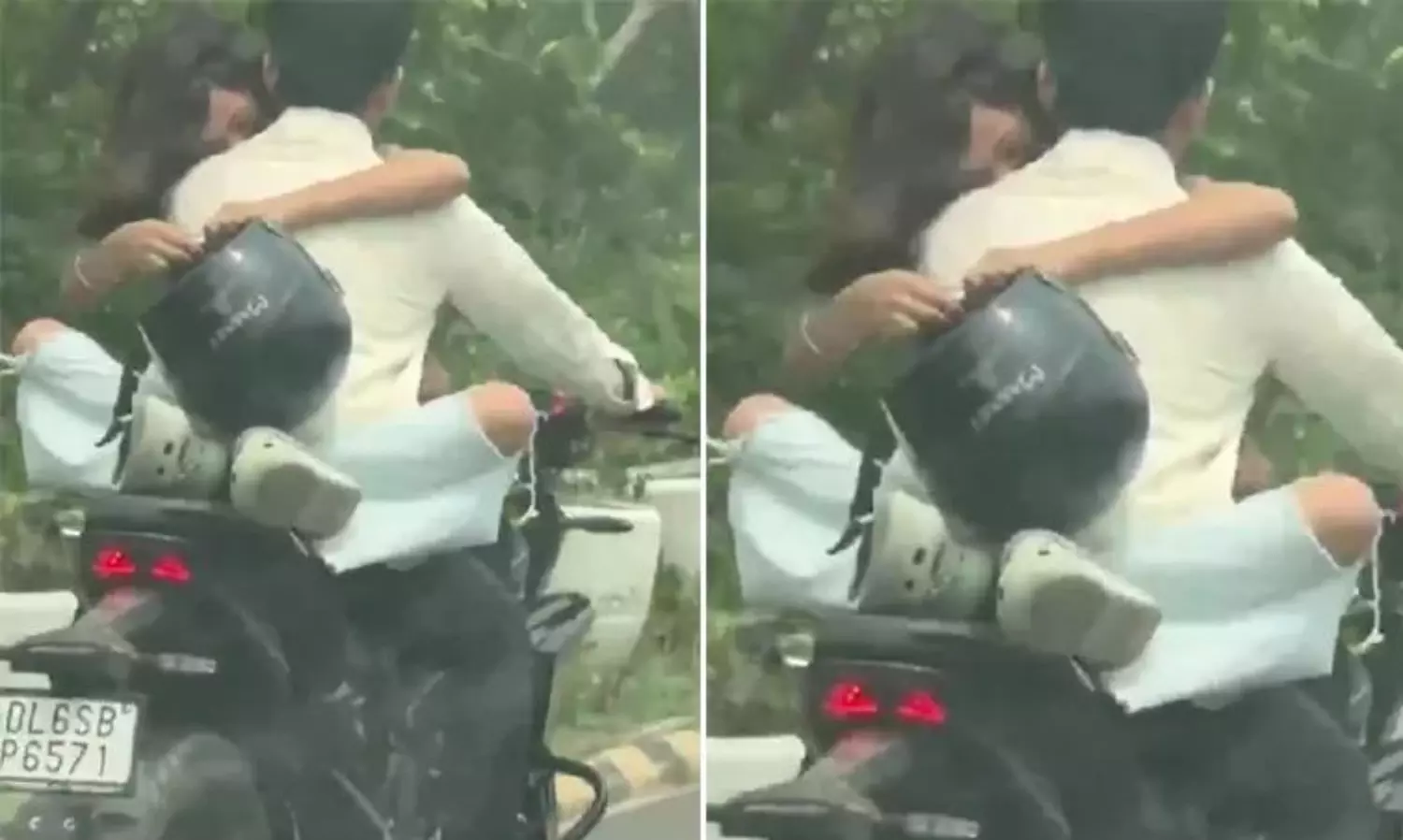 బైక్ పై ఘాటు రోమాన్స్.. తిక్క కుదుర్చిన పోలీసులు
