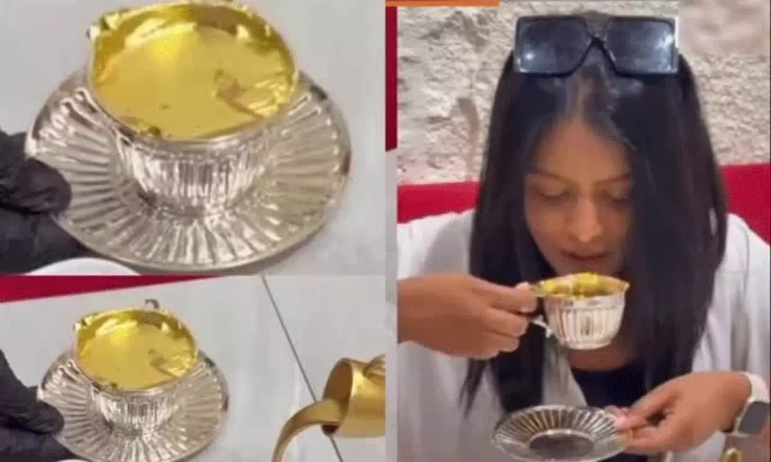 వెండి కప్పుల్లో 24 క్యారెట్స్ బంగారు టీ... ఏమిటీది?