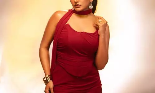 Eesha Rebba Dazzles in Red Under Studio Lights