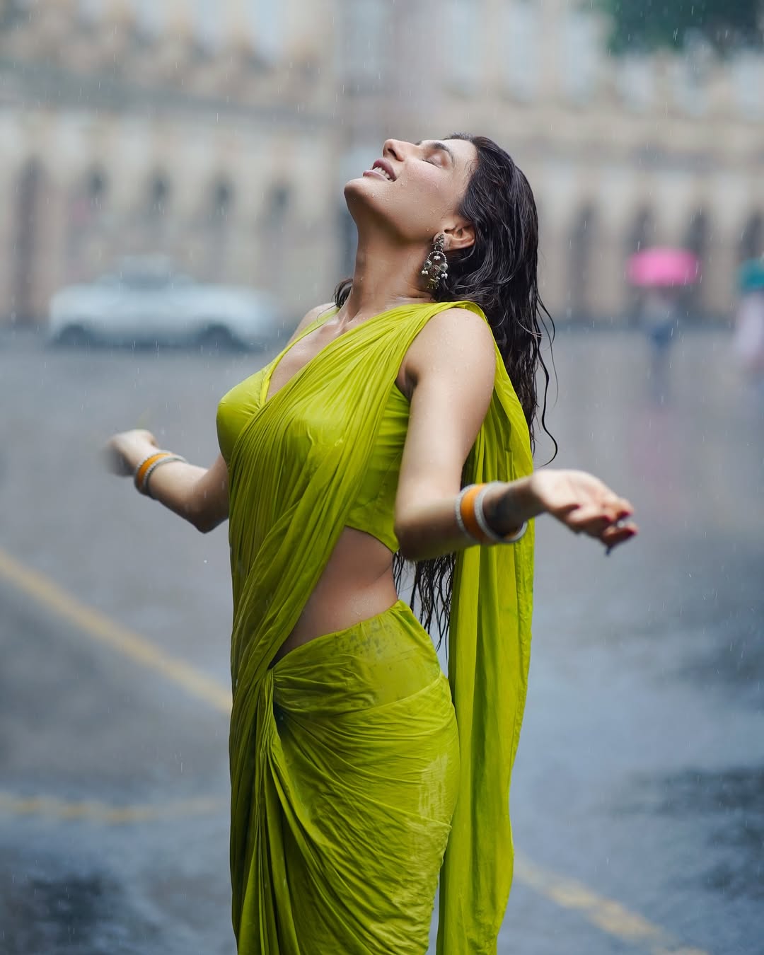 Nidhi Tapadia Dazzles in Rainy Saree Shoot |