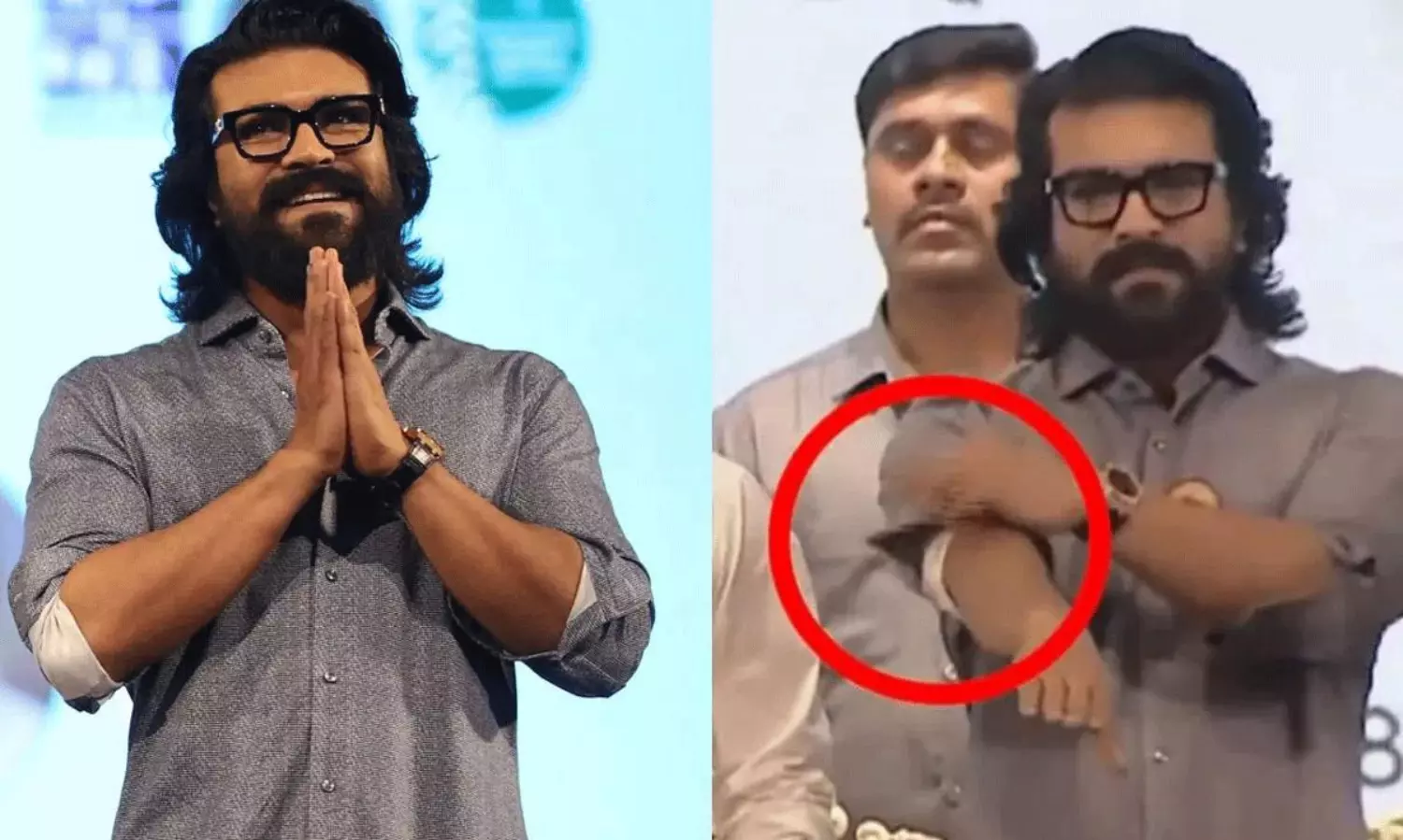 చ‌ర‌ణ్ చేతికి బ్యాండేజ్.. కంగారు ప‌డుతున్న ఫ్యాన్స్