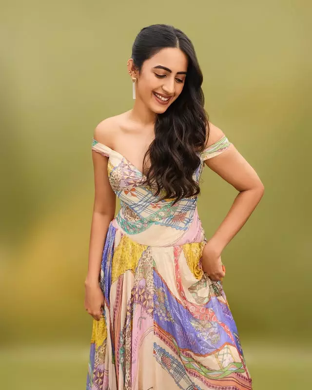 Niharika Konidela Smiles in Multi-Colored Umbrella Dress