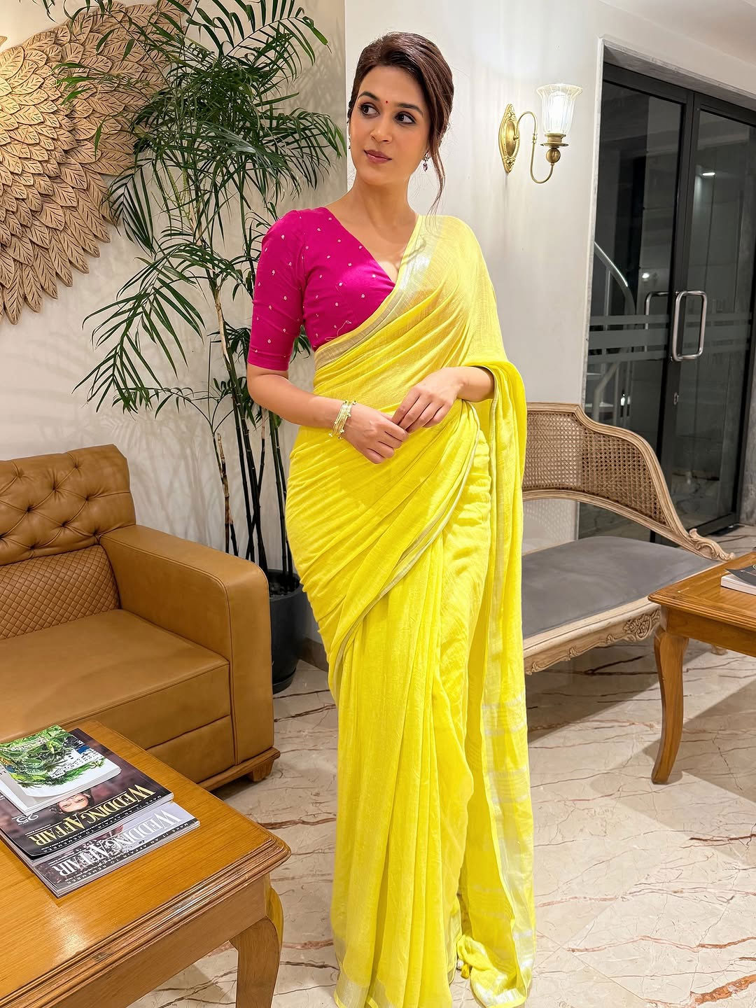 Shraddha Das Shares a Traditional Look in Yellow Saree